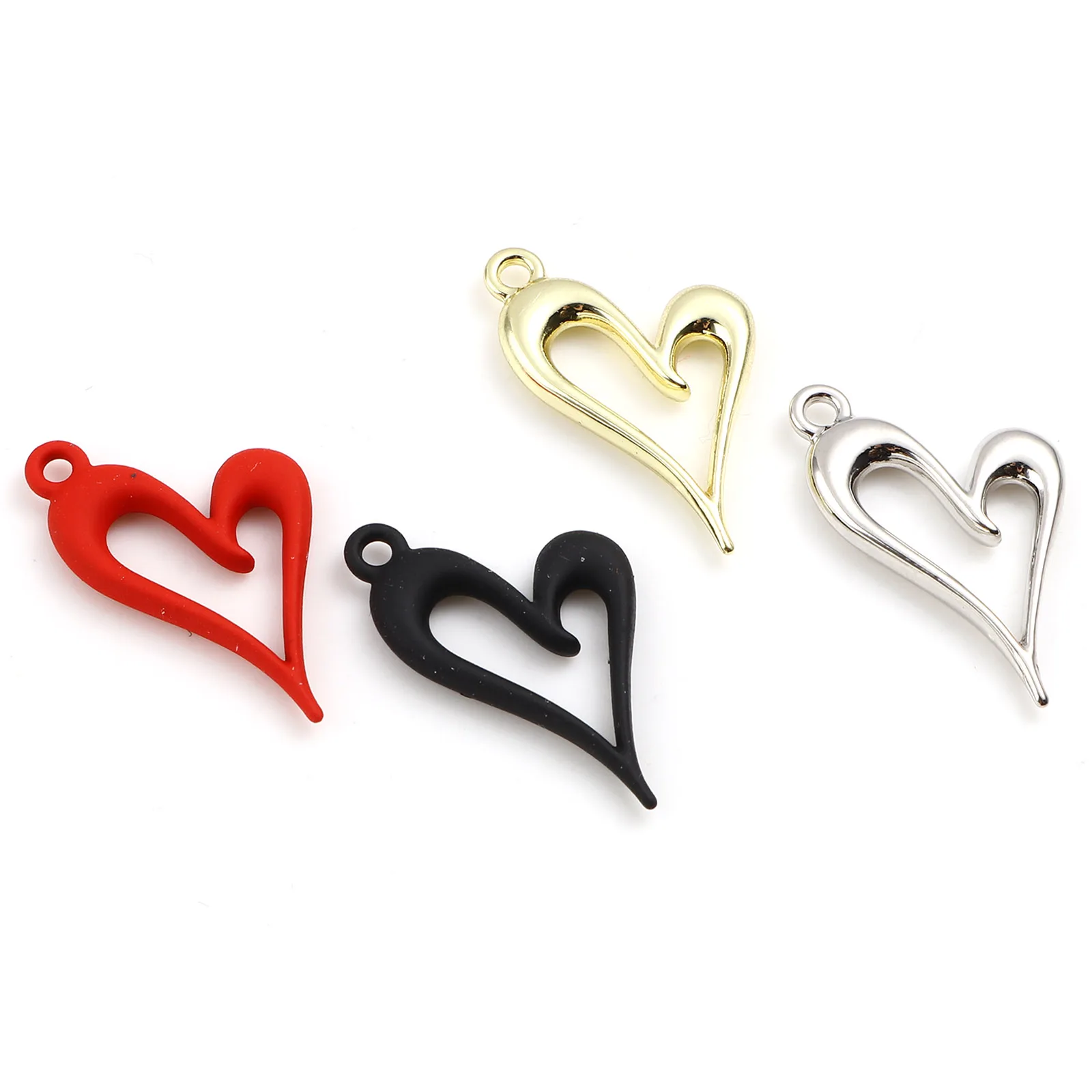 10 PCs Heart Charms Alloy Valentine\'s Day Pendants Multicolor Painted Charms for DIY Necklace Jewelry Girlfriend Gifts 24x15mm