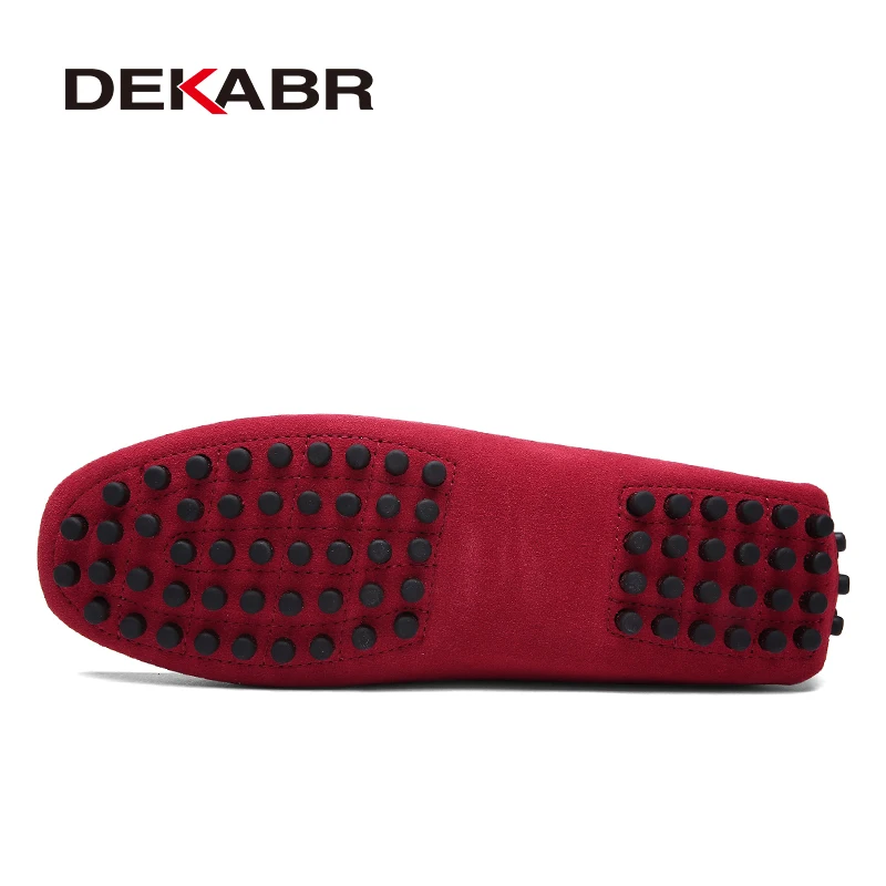 DEKABR Loafers Men New Design Suede Loafers Genuine Leather Slip on Moccasins Men Comfy Red Moccasin Driving Loafers for Men