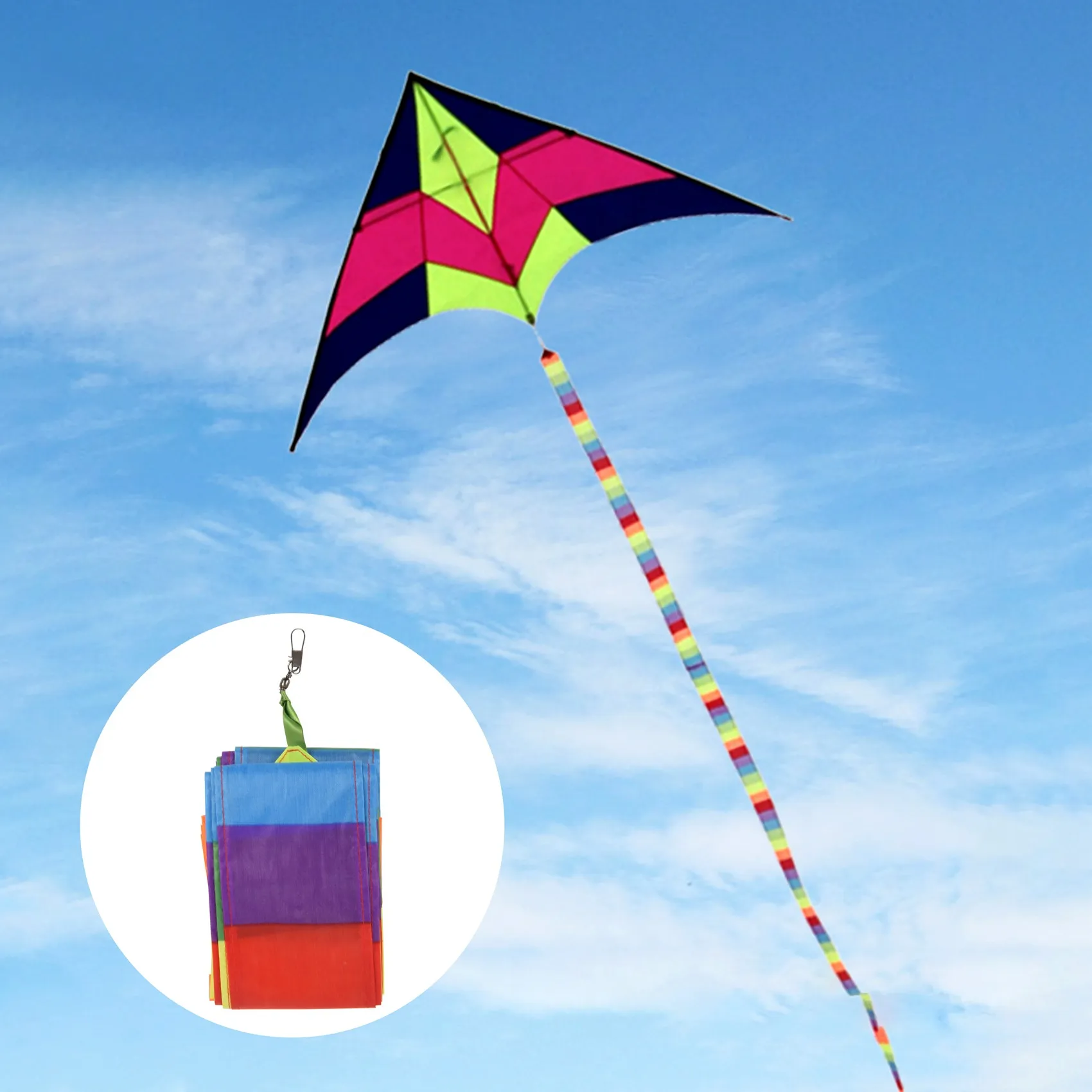 Super Nylon Stunt Kite Tail Rainbow Line Kite Accessory Kids Toy