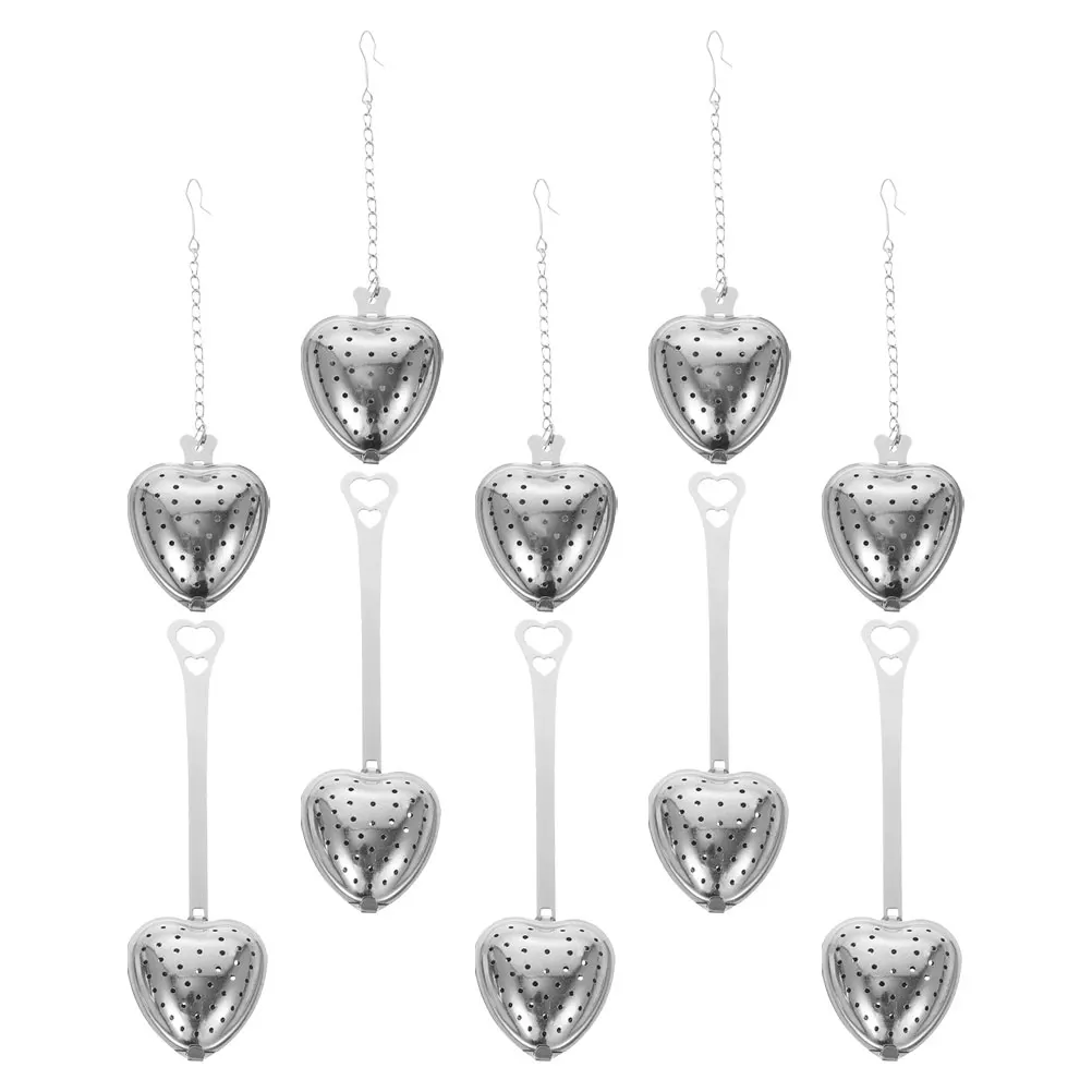 

10 Pcs Stainless Steel Mesh Tea Infuser Metal Strainer Reusable Steeper Heart Shaped Infusers Diffuser Filter Silver