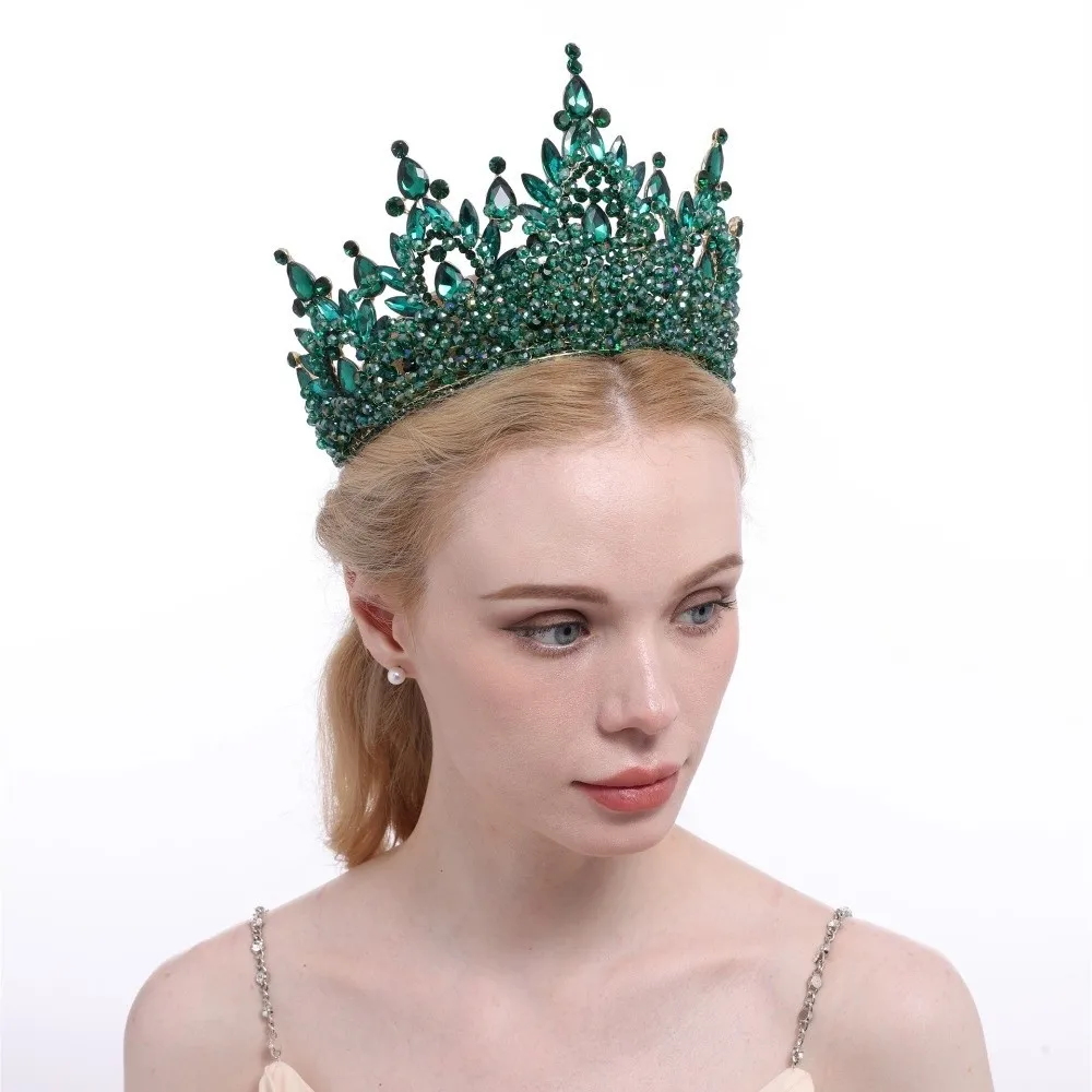 Luxury Oversized Baroque Crown Electroplated Hair Jewelry Queen Princess Tiara Headpieces Cake Decorations