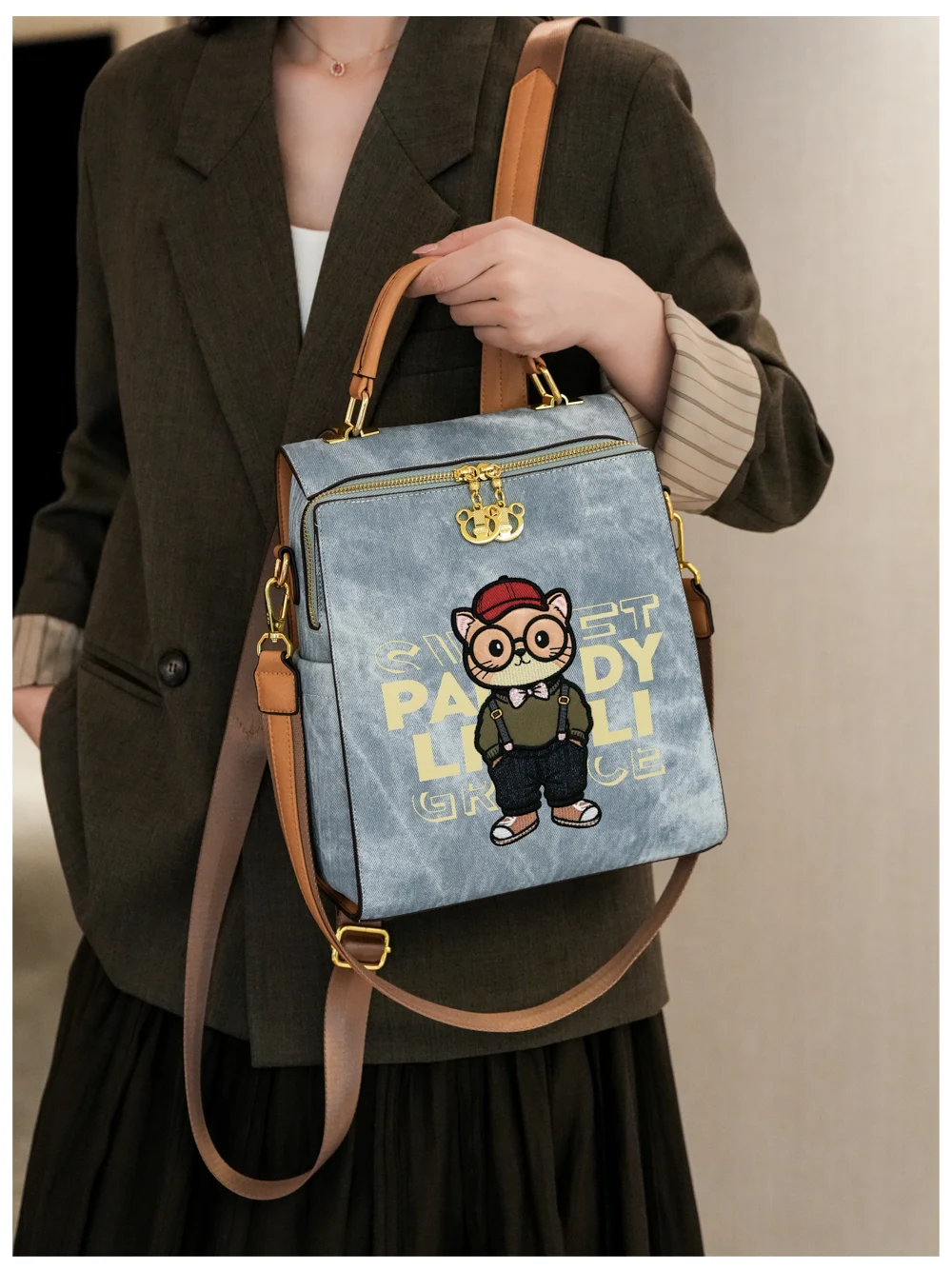 【Gran oferta】Mochila moderna, bolso de hombro para mujer, mochila de gran capacidad con cierre y bolso de mano informal con doble correa para los hombros.
