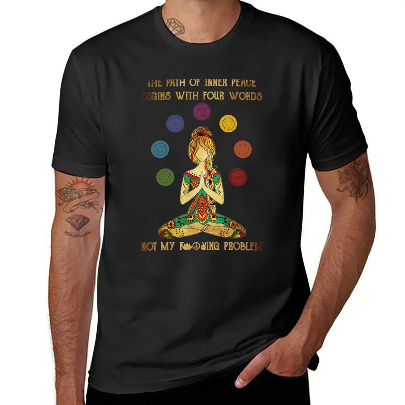 

Womens The Path Of Inner Peace Begins With Four Words Yoga Lovers T-Shirt boys whites kawaii clothes mens graphic t-shirts pack