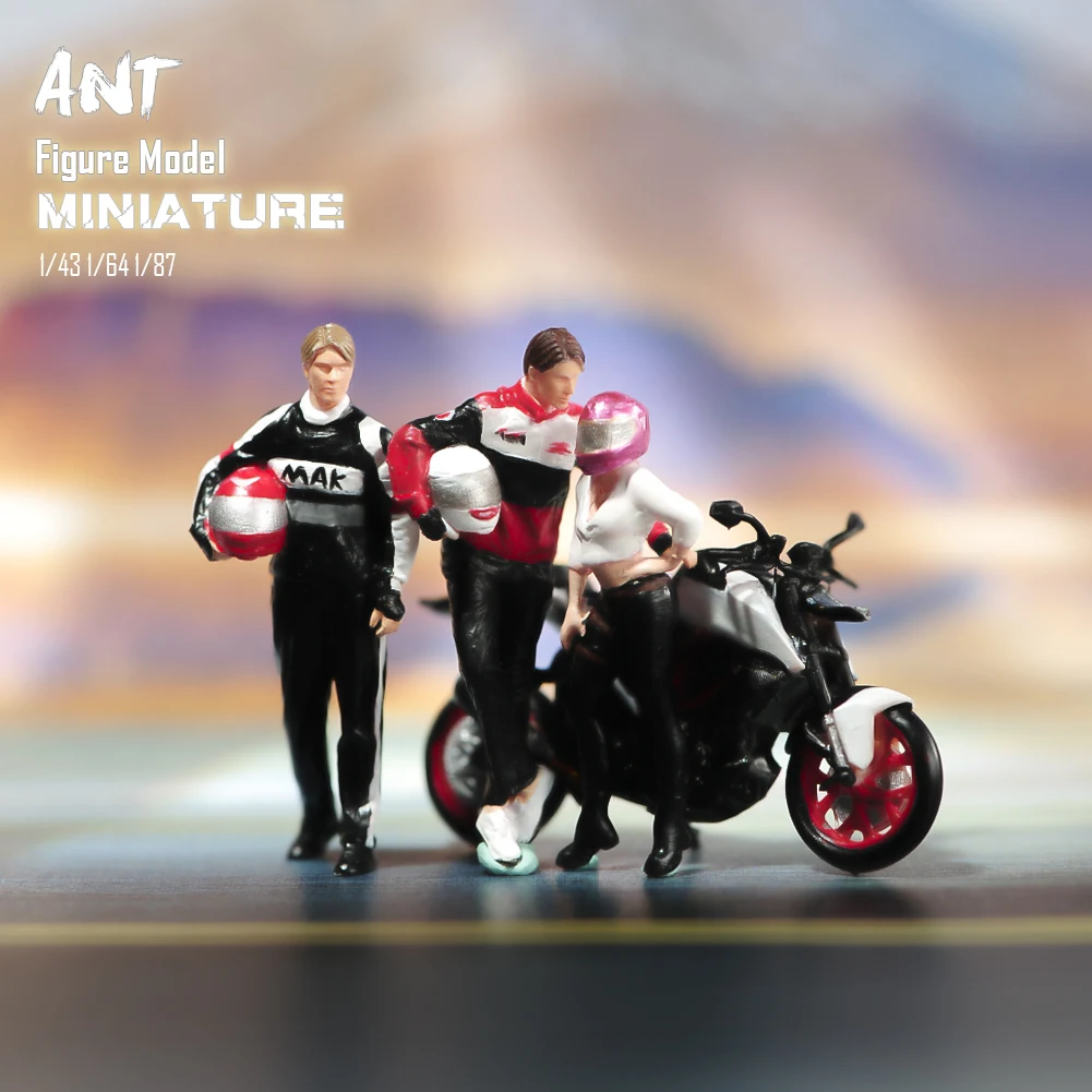 Pretty Miniature Model1/43 1/64 1/87The Motorcycle Life Of Enviable Young Boy And Young Girl Painted Figure Toys View Decoration