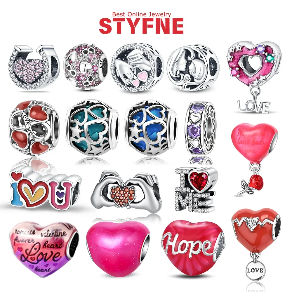 

Original 925 Sterling Silver Heart Beads Charms Fit Diy Bracelet Necklace for Valentine’s Day Birthday Anniversary Present
