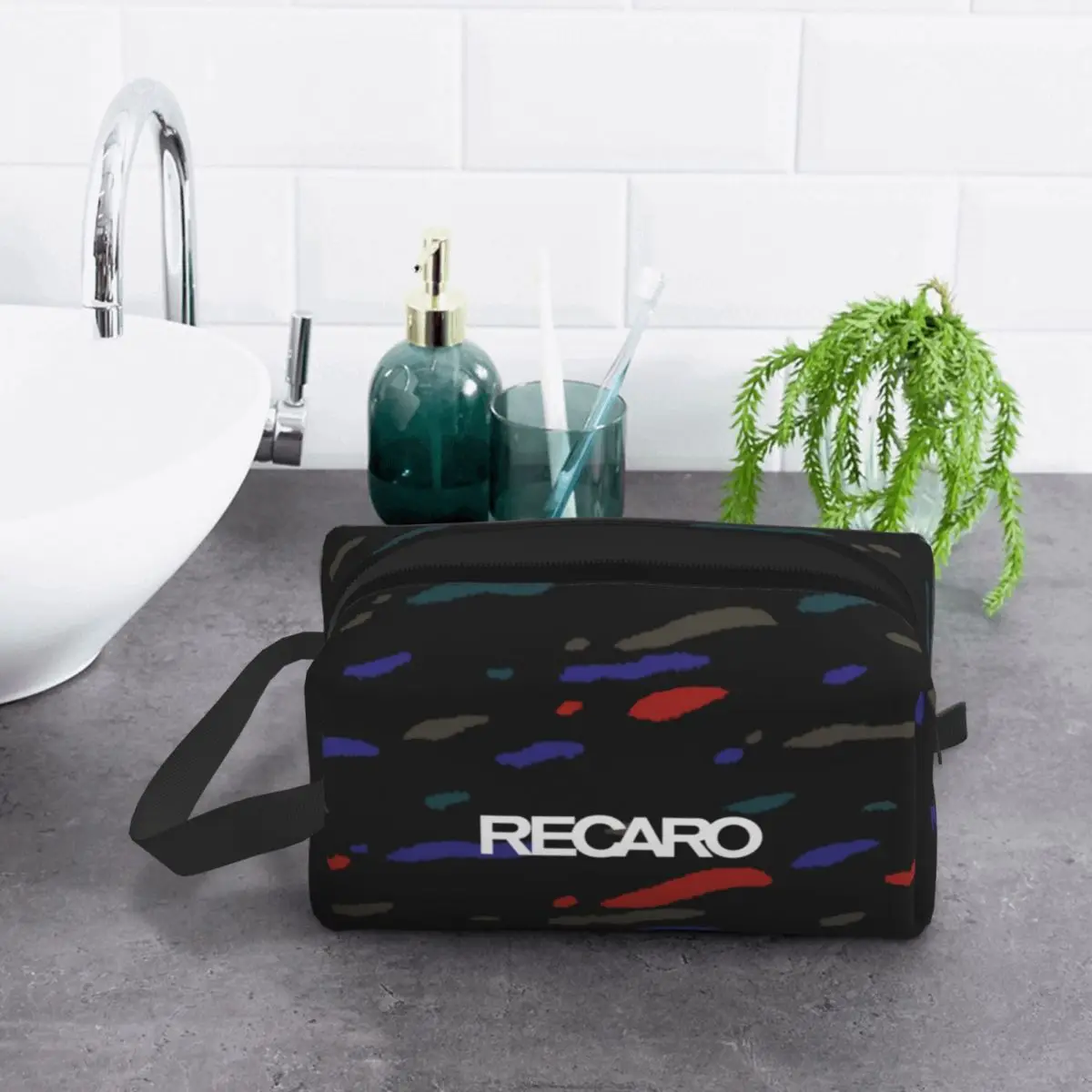 Custom Confetti 90s Seat Pattern Recaros Makeup Bag Women Travel Cosmetic Organizer Kawaii Storage Toiletry Bags view 4