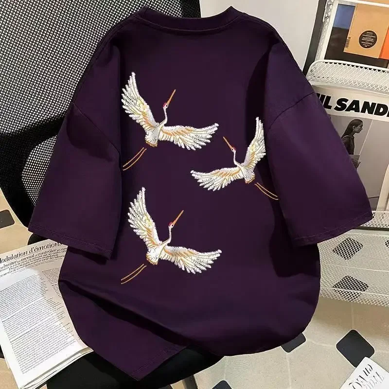 

2025 New Minimalist Summer Printed Round Neck Men's Loose Fashionable Korean Version Versatile Short Sleeved Oversized T Shirt