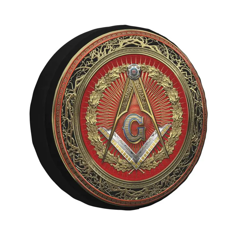 Custom Freemason Logo Spare Tire Cover for Toyota Land Cruiser Prado Jeep RV SUV Camper Masonic Mason Car Wheel Protector Covers