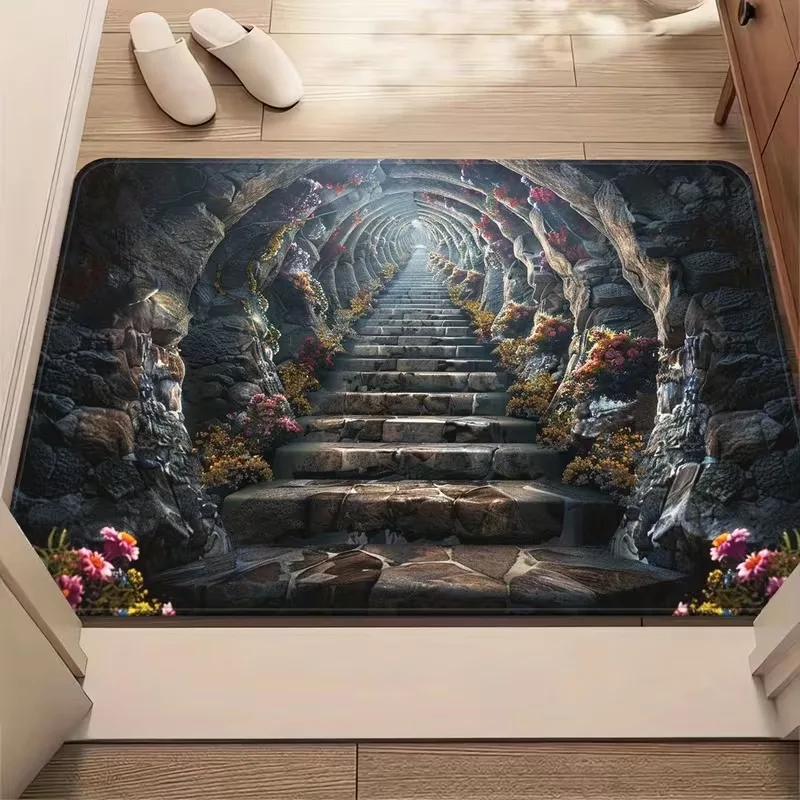 2D Gold Coin Optical Illusion Doormat Decorative Welcome Entrance Floor Rug Mat for Entryway Hallway Kitchen Bedroom Decoration