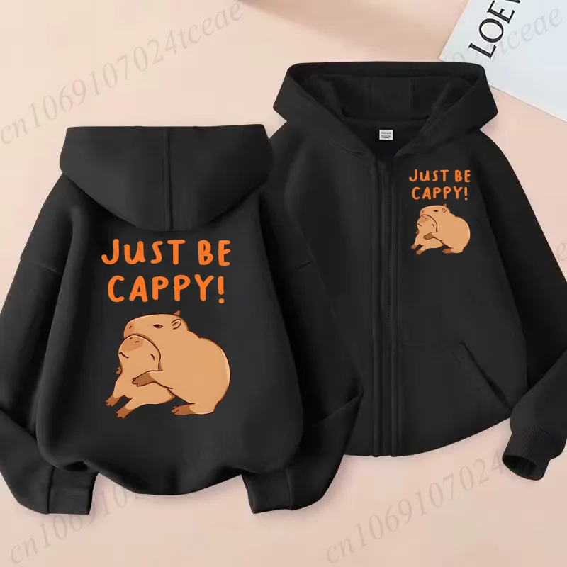 Zip Up Hoodie Kawaii anime Kids Capybara Children Hoodie Zipper Children Capibara Sweatshirt Manga Clothes Girl Boy Top Hoody