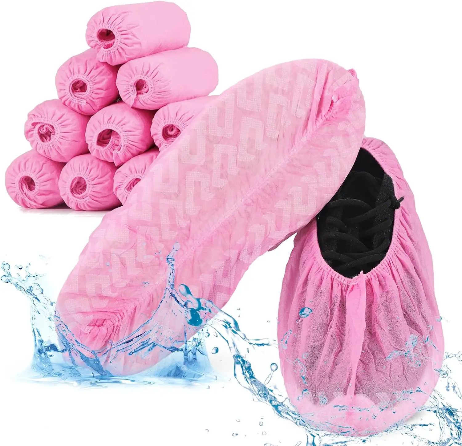 

Одноразовые бахилы, нескользящие и прочные, для защиты в помещении дома, в офисе или на рабочем месте — универсальный размер, розовые.