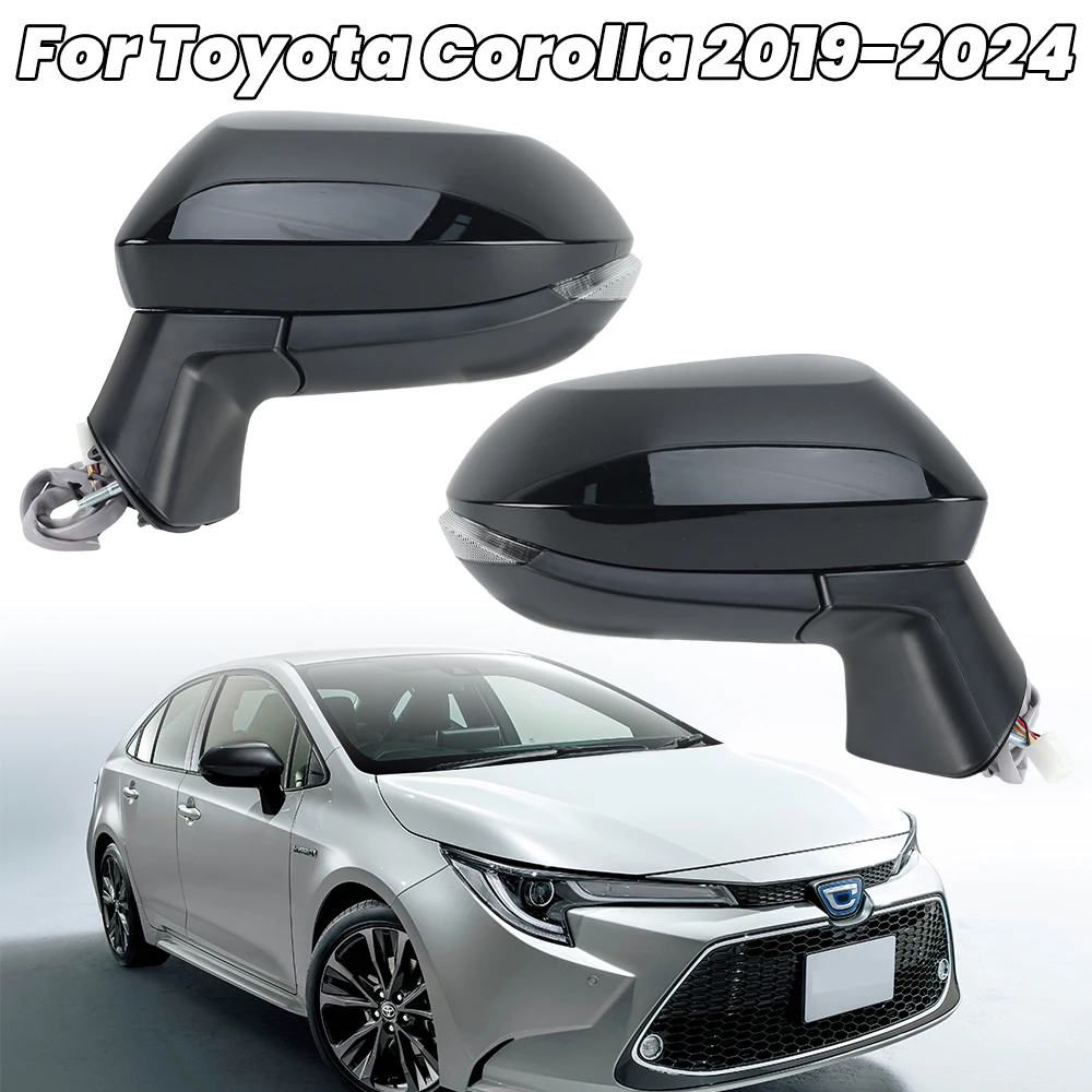 6 Pins Side Mirror Assembly For Toyota Corolla E21 E210 2019-2024 Black With Turn Signal Light Door Wing Mirror Car Accessories