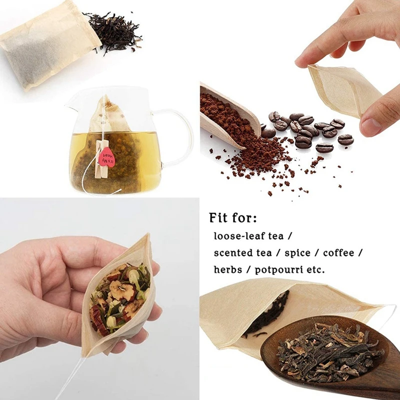 600 Pcs Disposable Tea Filter Bags,Natural Material Drawstring Seal Tea Bag Empty For Loose Leaf Tea