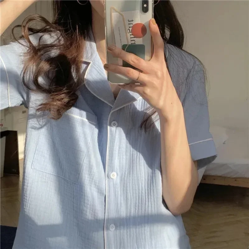 Summer Thin Pajamas Female Ins Pajamas Female Thin Short-Sleeved Shorts Loose Homewear Two-Piece Set