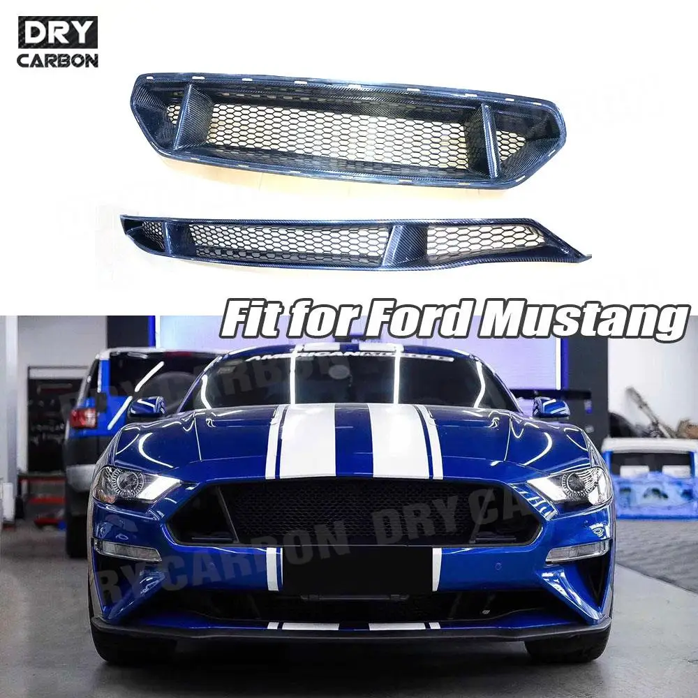 

Carbon Fiber Front Bumper Mesh Grills Racing Grille for Ford Mustang 2018 2019 2020 2021 Car Styling Bodykits Accessories