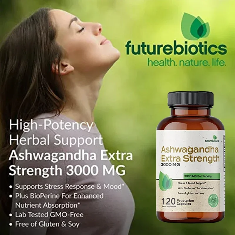 Organic Ashwagandha Capsules, Piperine Extract, Stress Relief, Natural Mood and Focus, Natural Energy Supplement, Unisex