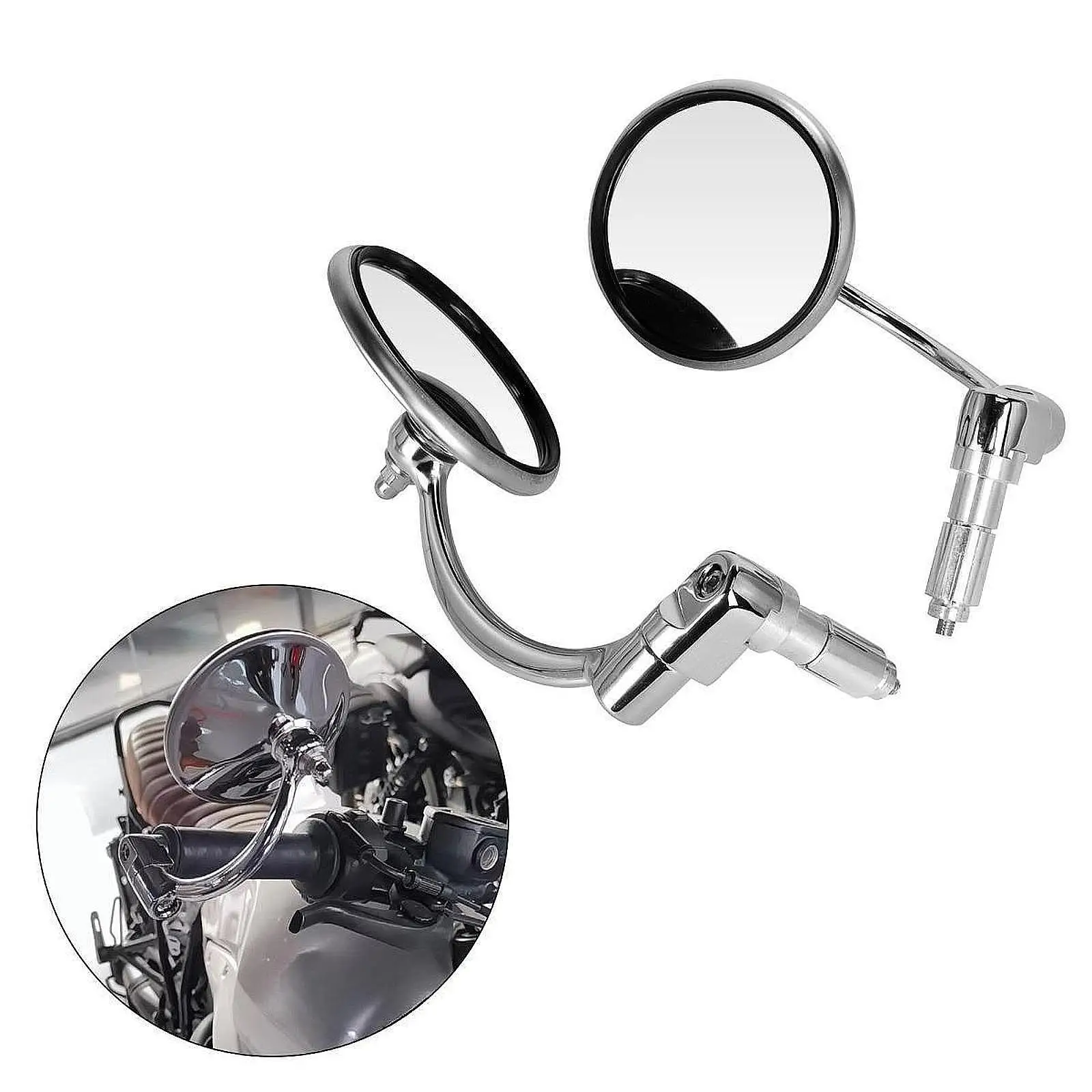 

2 Pieces Motorcycle Mirror Easy Installation Attachment Replacement Silver