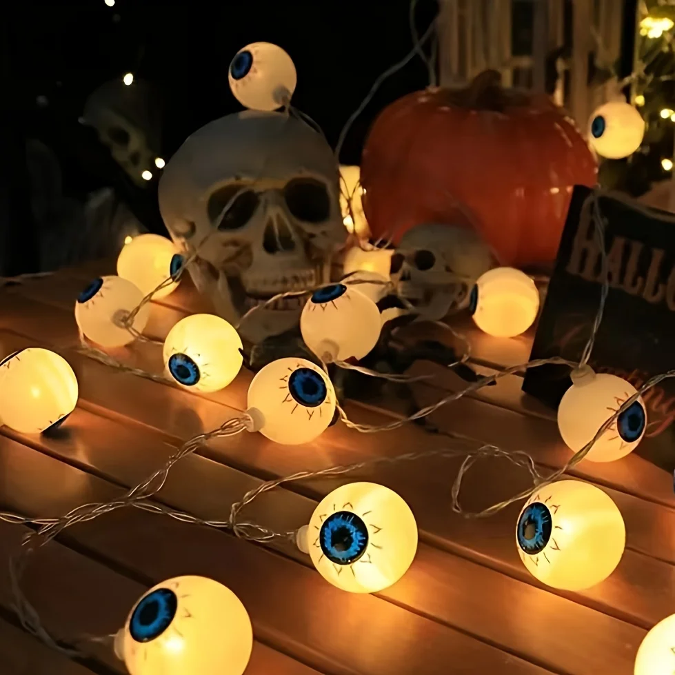 Outdoor LED Oogbol Halloween Decoratieve LED-verlichting Waterdicht Hangend String Tuin Decoratieve Verlichting Patio Vakantiedecoraties