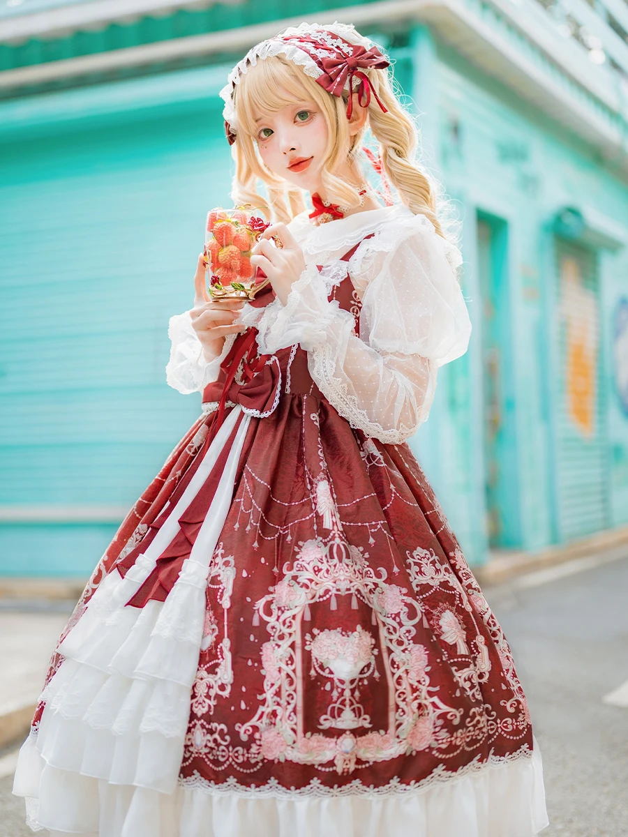 Lolita Dress Nostalgia Vintage Twin Sweet Department Light Tea Party Lolita Flower Wedding Jsk fiorente capitolo di ZJY