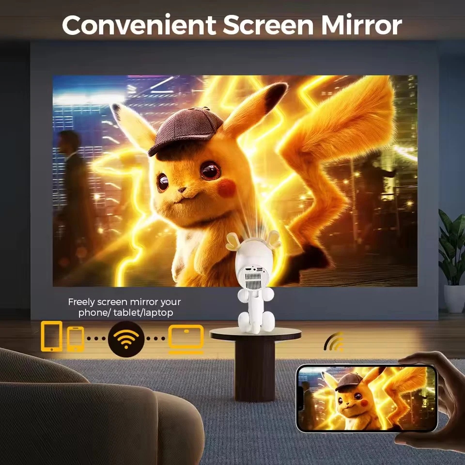 Q96 OHP Dog Projector Android13 Amlogic 950S رباعي النواة الأصلي 1280*720P 4G 5G WIFI 4G 5G BT5.0 HD 4K جهاز عرض فيديو للسينما المنزلية