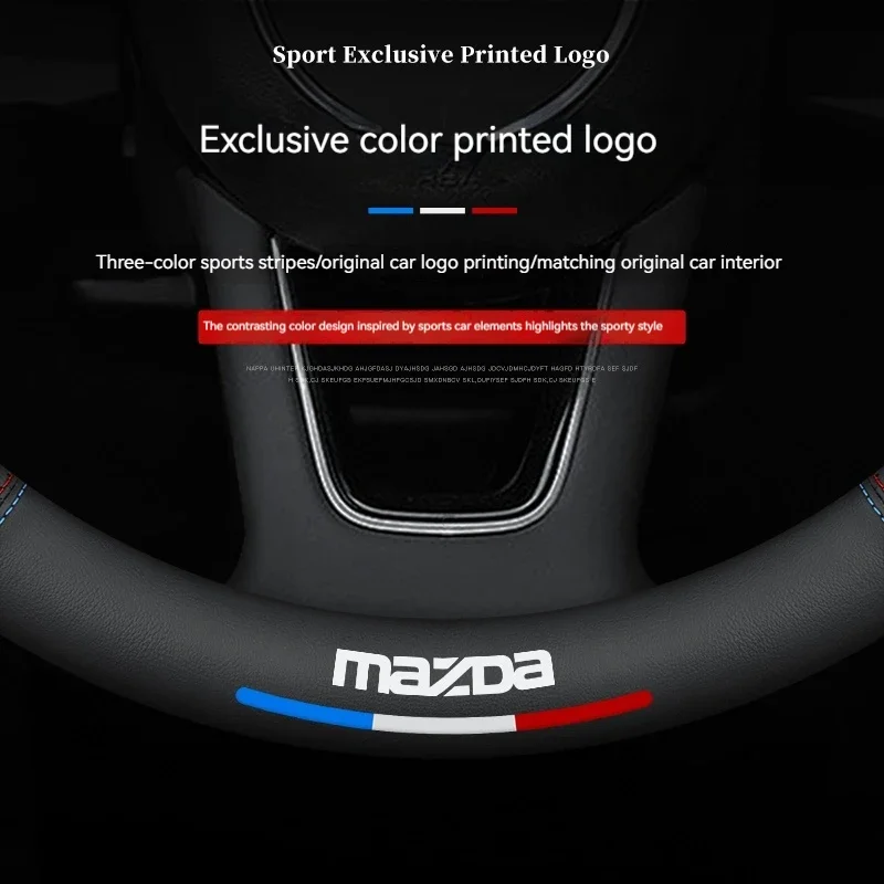 For Mazda 3 5 6 SKYACTIV Axela Atenza CX30 CX5 CX8 CX9 MX5 RX8 RX7 BT50 Carbon fiber Leathe Car Steering Wheel Cover Accessories - view 5