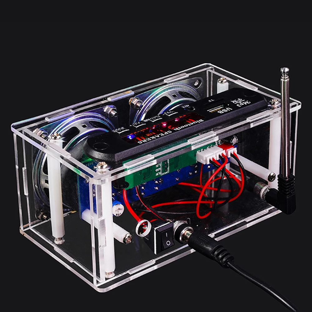 DIY Bluetooth Speaker Kit with FM Radio 87.5-108MHZ DIY Soldering Project Practice Electronic Kit Solder Assembly U Disk TF