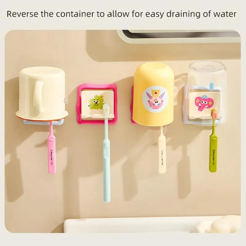 حامل فرشاة الأسنان المثبت على الحائط لا حاجة لكمة على طراز الدوبامين منظم الحمام كوب شفط كهربائي رف فرشاة الأسنان #4