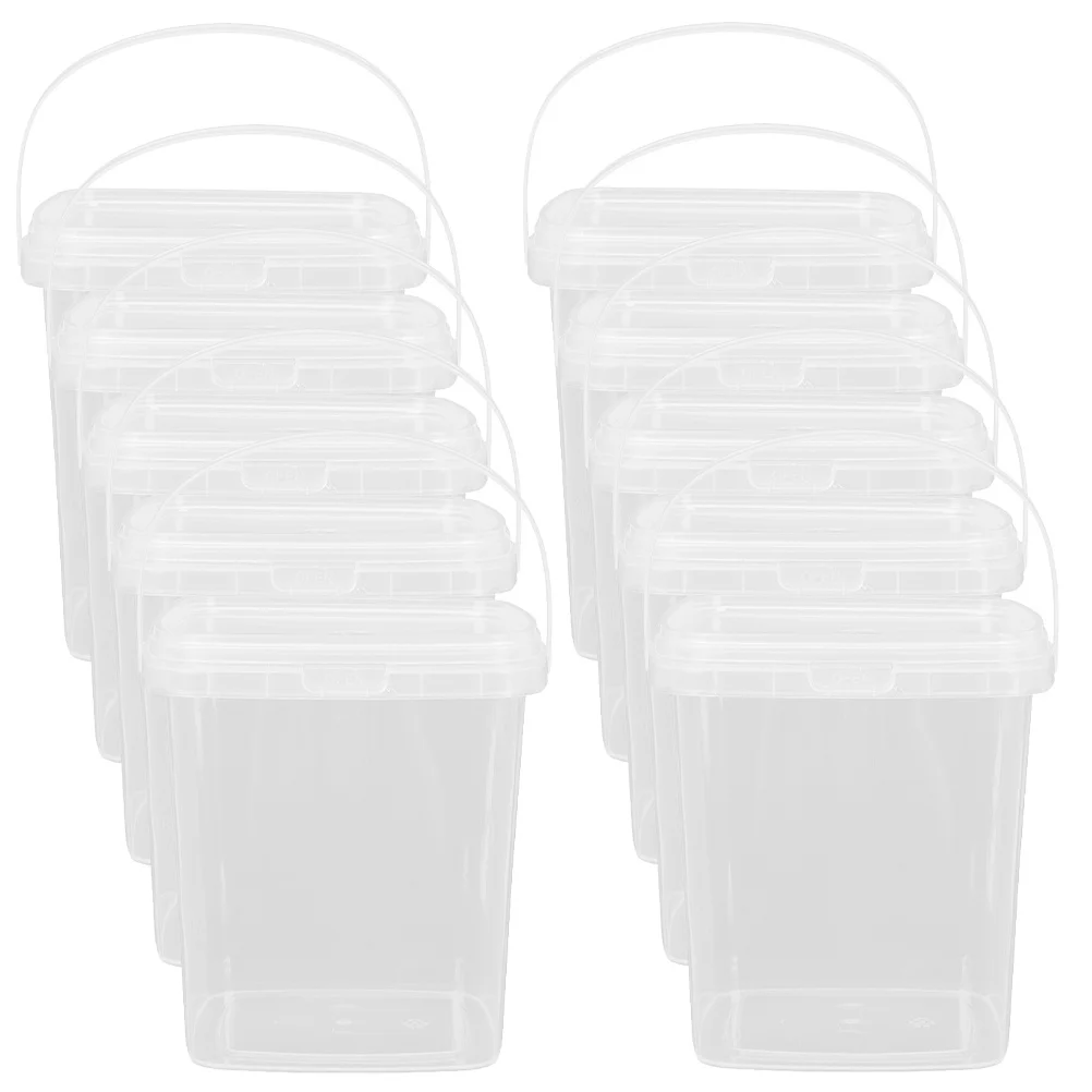 

10pcs Clear Ice Cream Storage Buckets Smooth Round Corner Non-Stick Freezer Container For Homemade Ice Cream Yogurt Jam Diy