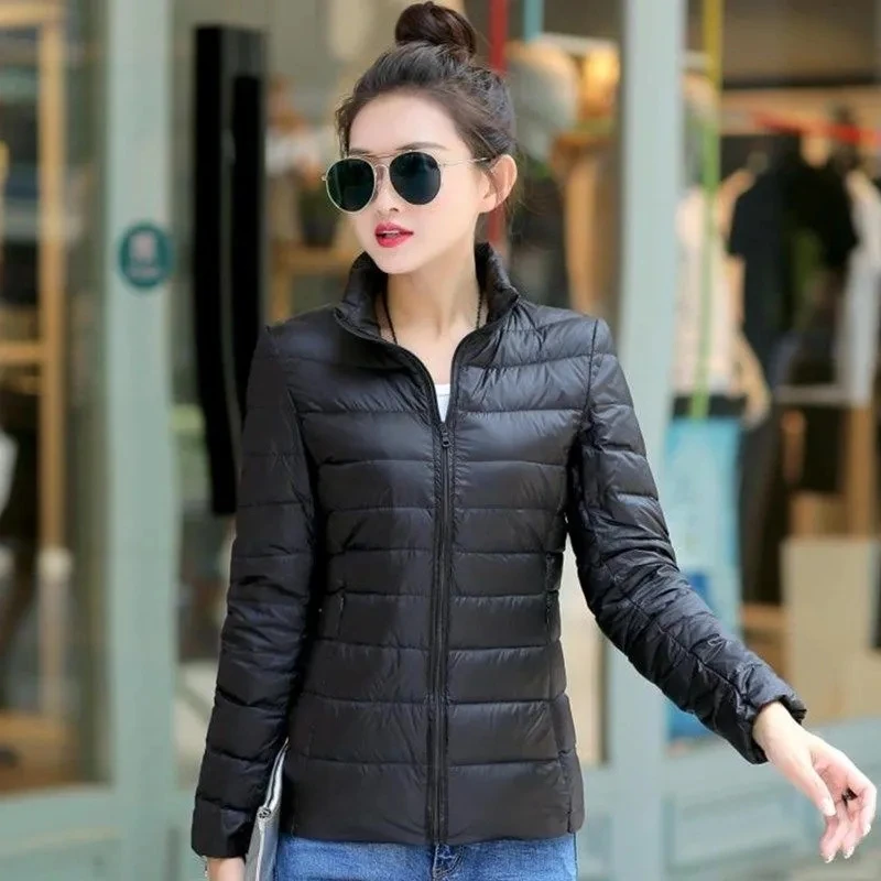 Lightweight Down Cotton Jacket Female 2024 Women\'s Spring Autumn Winter Jacket Coats Short Standing Collar Casual Warm Outerwear