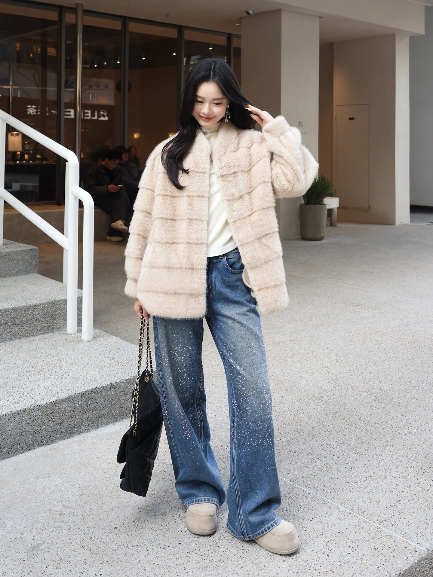 

Джинсы женские Fce с высокой талией, прямые, из плотного синего денима, свободного кроя, хлопок, бренд Me Brand, модель mat Sle