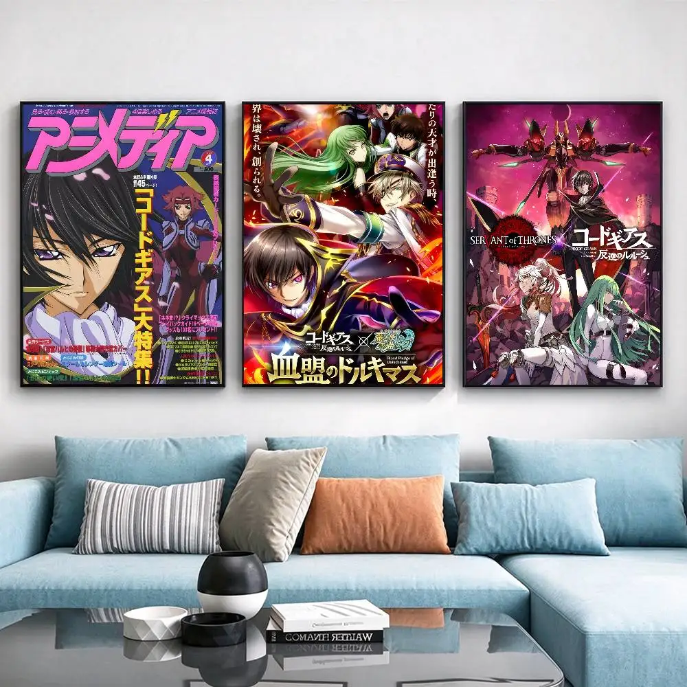 Anime C-Code G-Geass Movie Poster Waterproof Wall Art Sticker For Bar Living Room Vintage Decor High Quality Print