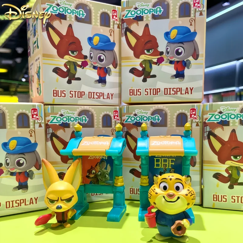 

Genuine Disney Zootopia Bus Station Series Blind Box Nick Judy Cute Handmade Doll Accessories Surrounding Anime Model Figure Toy