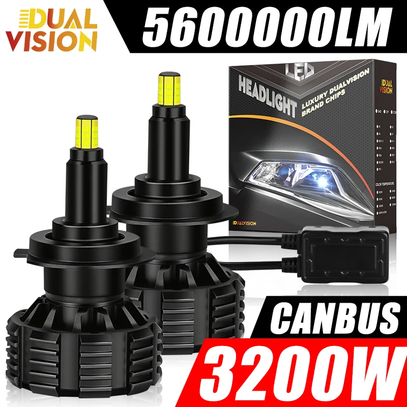 

360 H7 LED Headlights 3200W 5600000LM CANBUS Car Light H1 H11 H8 H9 9005 9006 HB3 HB4 Spotlight Hi/Lo Beam Turbo Lamps For Lens