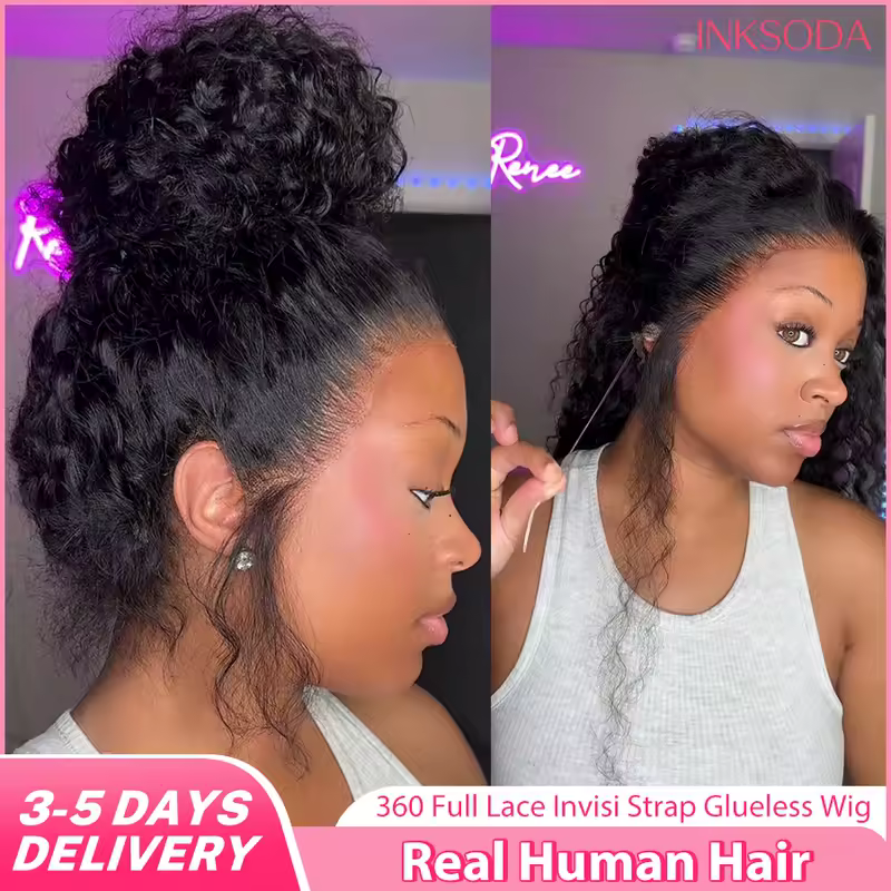 360 HD Full Lace Front Wigs Curly Wig Real Human Hair Pre Plucked Deep Wave Invisible Strap Glueless Wig Water Wave Lace Frontal - Image 2