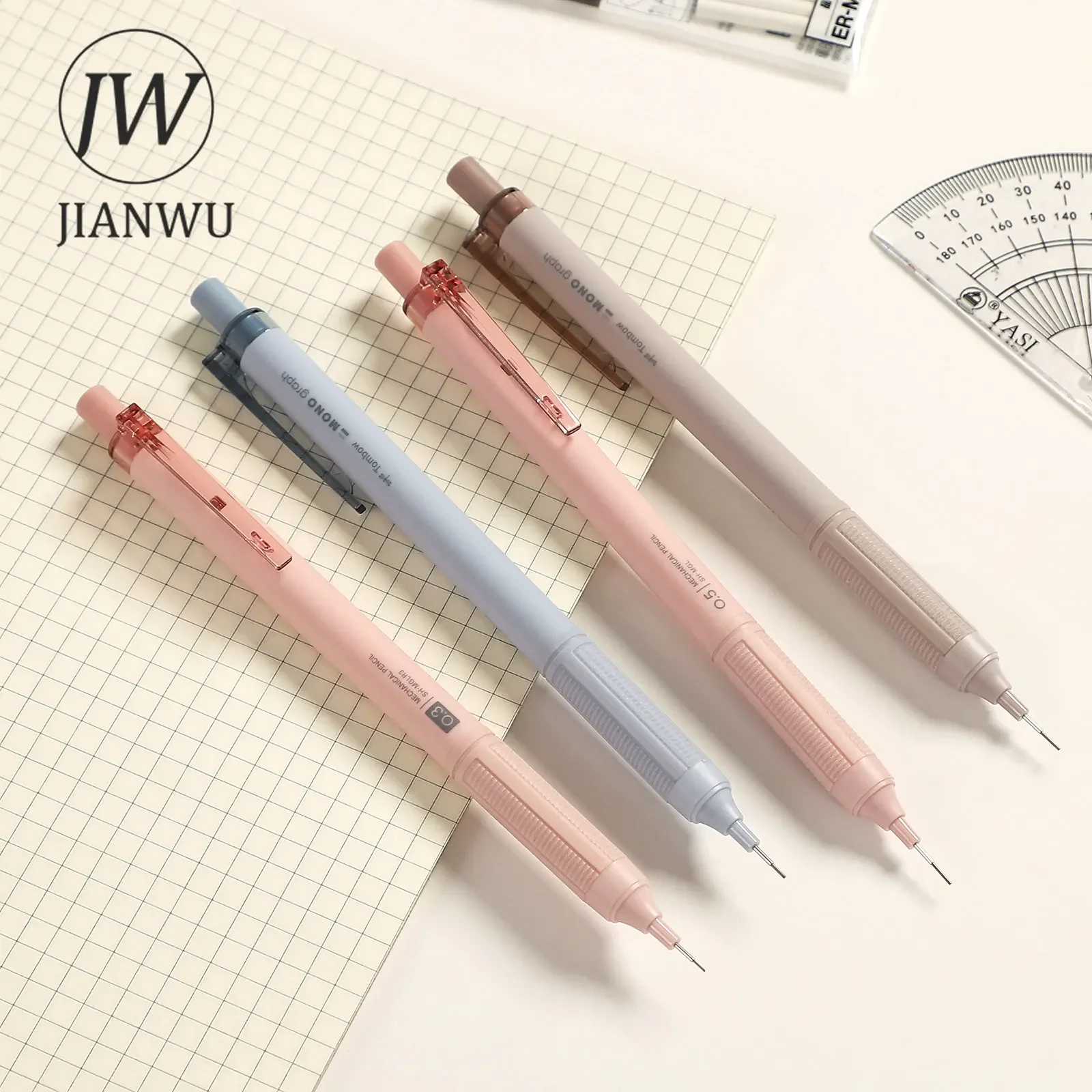 

JIANWU 0.3mm/0.5mm Graph Smoky Series Colorful Mechanical Pencil Smooth Writing Automatic Pencil Creative DIY Student Supplies