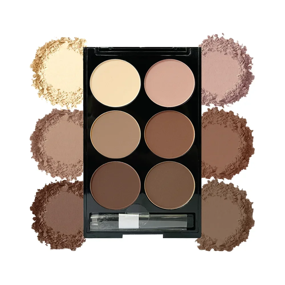 6 Colors Highlight Contouring Powder Palette Face Shadow Contouring Powder Makeup Palette With Brush Face Bronzer Color Correcti