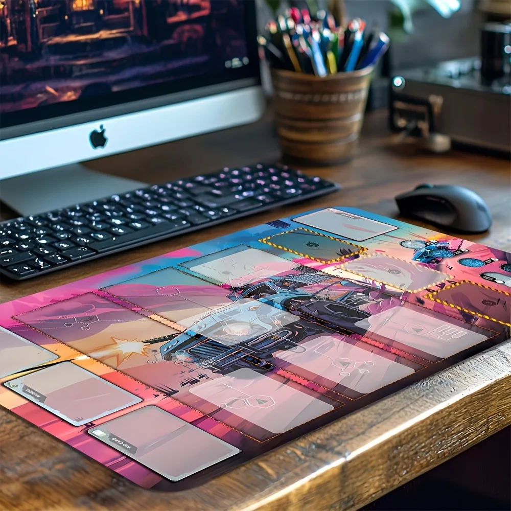 Radlands card game, featuring Zone cards, a card game designed for gameplay on a table desk accessories tapis de souris