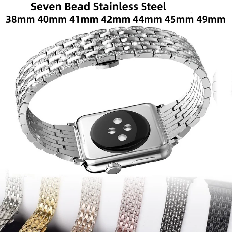 

Women Diamond Bracelet For Apple Watch Band 44mm 40mm 46mm 41mm 42mm 45mm 49mm Series 10 Ultra SE Stainless Steel Strap Correa