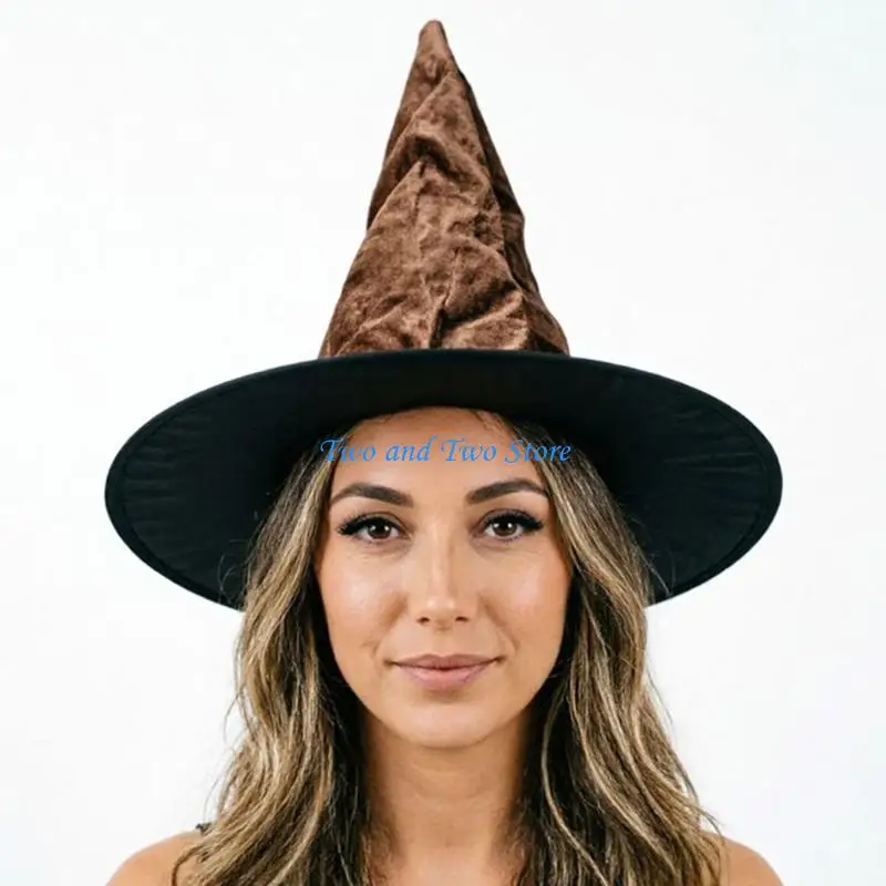 HX6F Cosplay Pointed Witch Hat with Wide Brimmed for Stage and Party Costumes