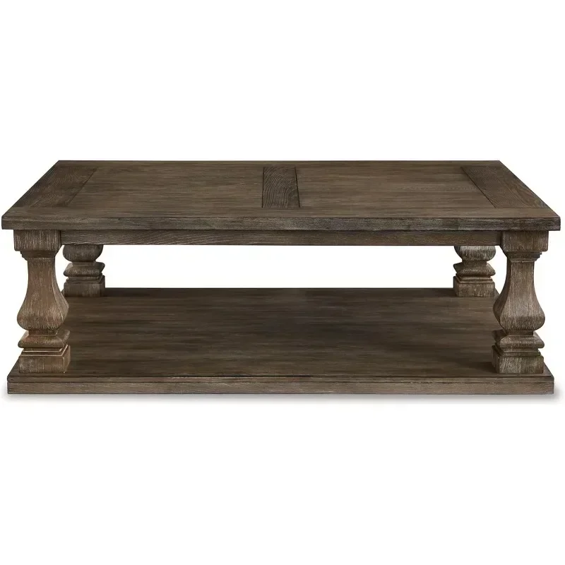 Signature Design by Ashley Johnelle Farmhouse Coffee Table with Weathered Finish Café Furniture Home Retro Style