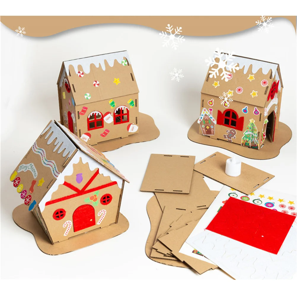 Casa dei biscotti di Natale Kit fatto a mano fai-da-te 20x20x20 cm Materiale spesso ecologico Bambini Luminosi Capanna fatta in casa Regalo educativo