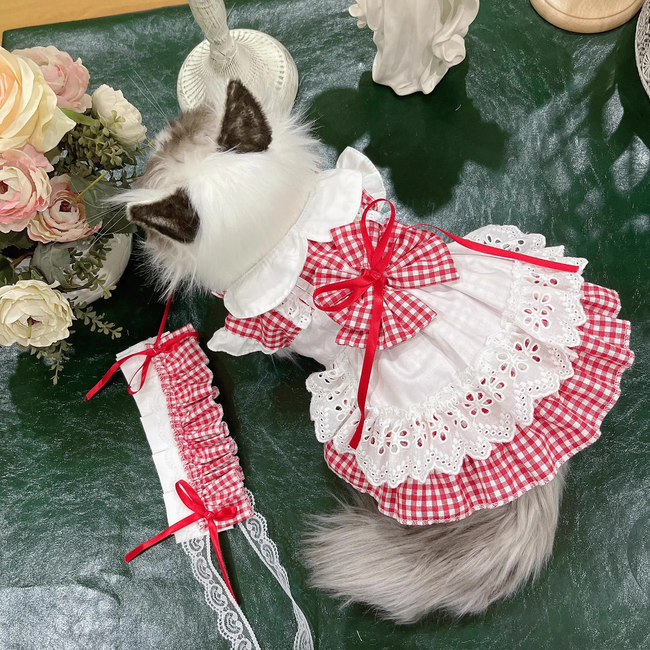 

Original Pet Cat Dog Rabbit Dress skirt plaid maid Bichon Maltese