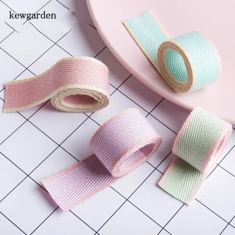 

Kewgarden 1" 25mm Colored Edge Twill Ribbon Handmade Tape DIY Earrings Brooch Hairbows Accessories Webbing 10 Yards