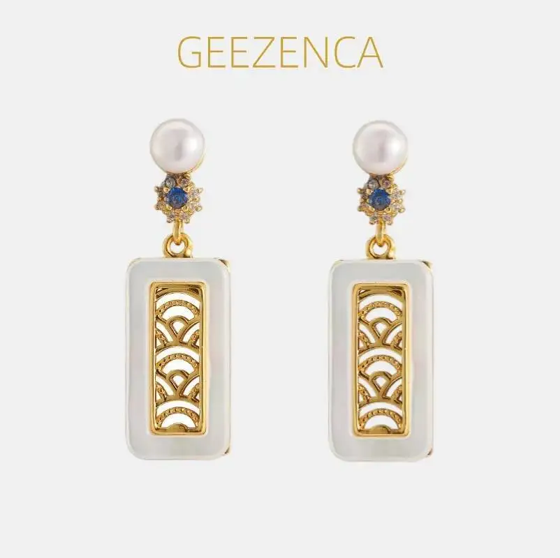 

GEEZENCA натуральный жемчуг белый перламутр 925 серебро садовое окно висячие серьги для женщин этнические шикарные серьги 2024 подарок