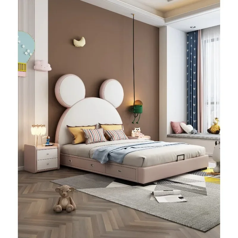 Cute Modern Children's Bed Bedroom Furniture Set Single and Double High Quality Princess Bed