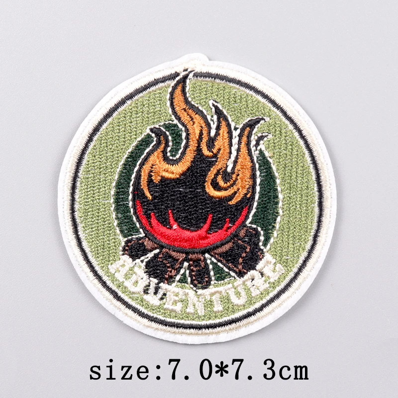 Wilderness Patch Iron On Patches For Clothing Outdoor Embroidered Patches On Clothes Camping Embroidery Patch Hook Loop Stickers