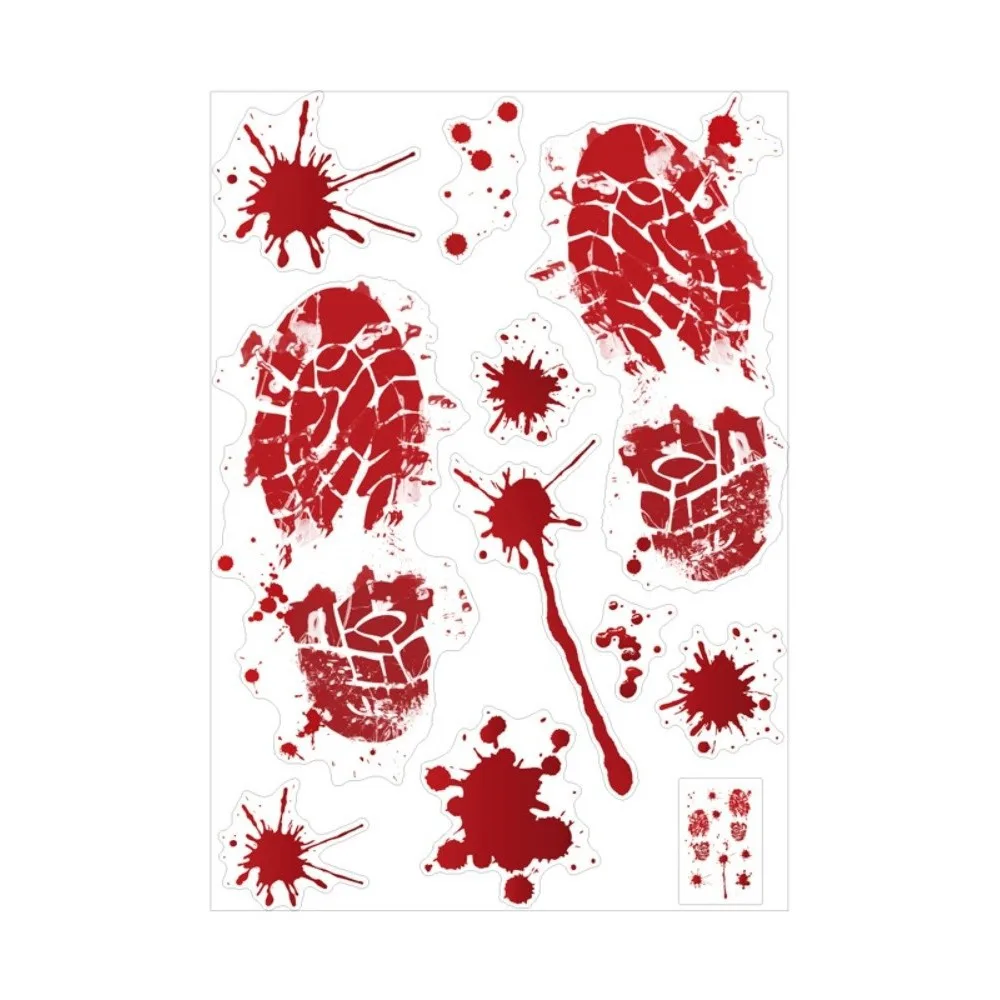 Blood Handprint Footprint Pattern Halloween Window Decoration Sticker Removable PVC Wall Decoration Sticker Self-Adhesive