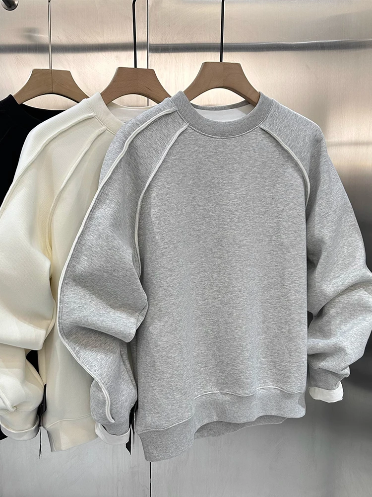 

Мужская толстовка с круглым вырезом на весну-осень, свободного кроя, в американском стиле, повседневная, модная, из полиэфирного волокна, с длинным рукавом