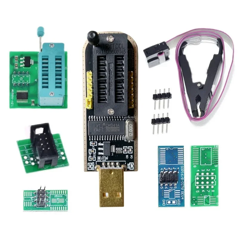 CH341B/A Programmer for 24 25 Chip Series USB to TTL SOP8/16 BIOS Burner IC Test Lead Chip Burner Block