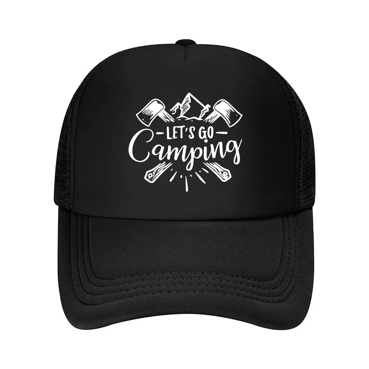 Men'S & Women'S _Let'S Go Camping_ Axe Print  - Adjustable, Lightweight, Vintage Style , All-Season  2026 Mesh Baseball Cap